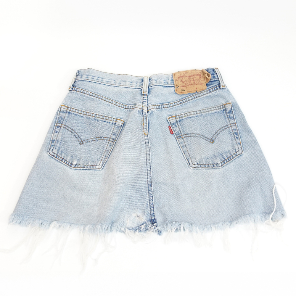 Vintage Levi's High Rise Light Wash Denim Cutoff Mini Skirt - 28 - Picture 6 of 9